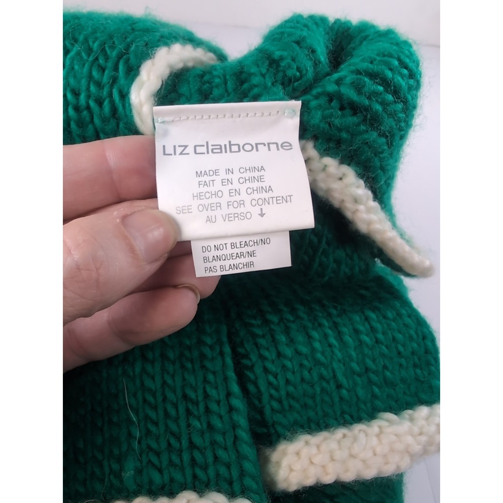 Liz Claiborn Crochet Christmas Dog Sweater Green W/Reindeer Face Size Medium - Picture 10 of 12